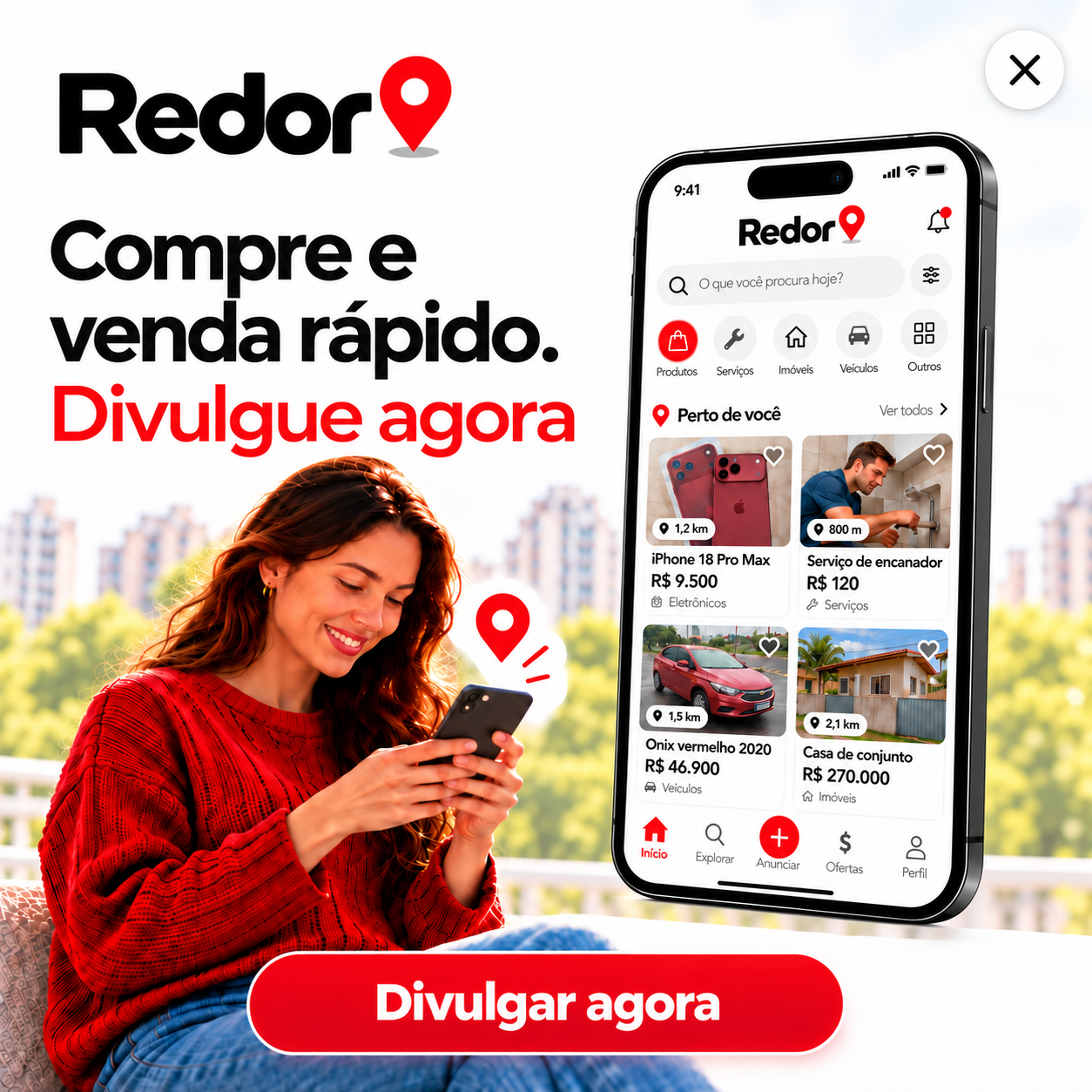 Redor: compre e venda rápido. Divulgue agora.