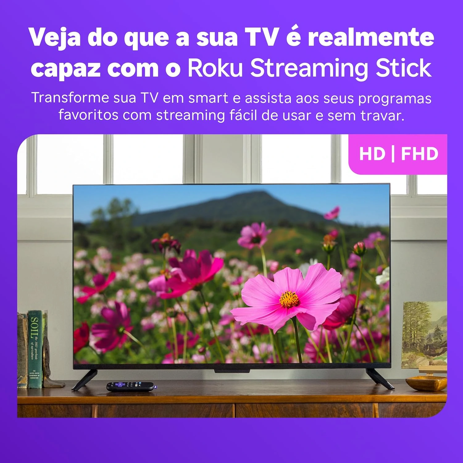 Roku Streaming Stick HD 2025  Dispositivo de streaming para TV HDFHD com controle remoto por comando de voz compatível com Alexa, Siri e Google — foto 4