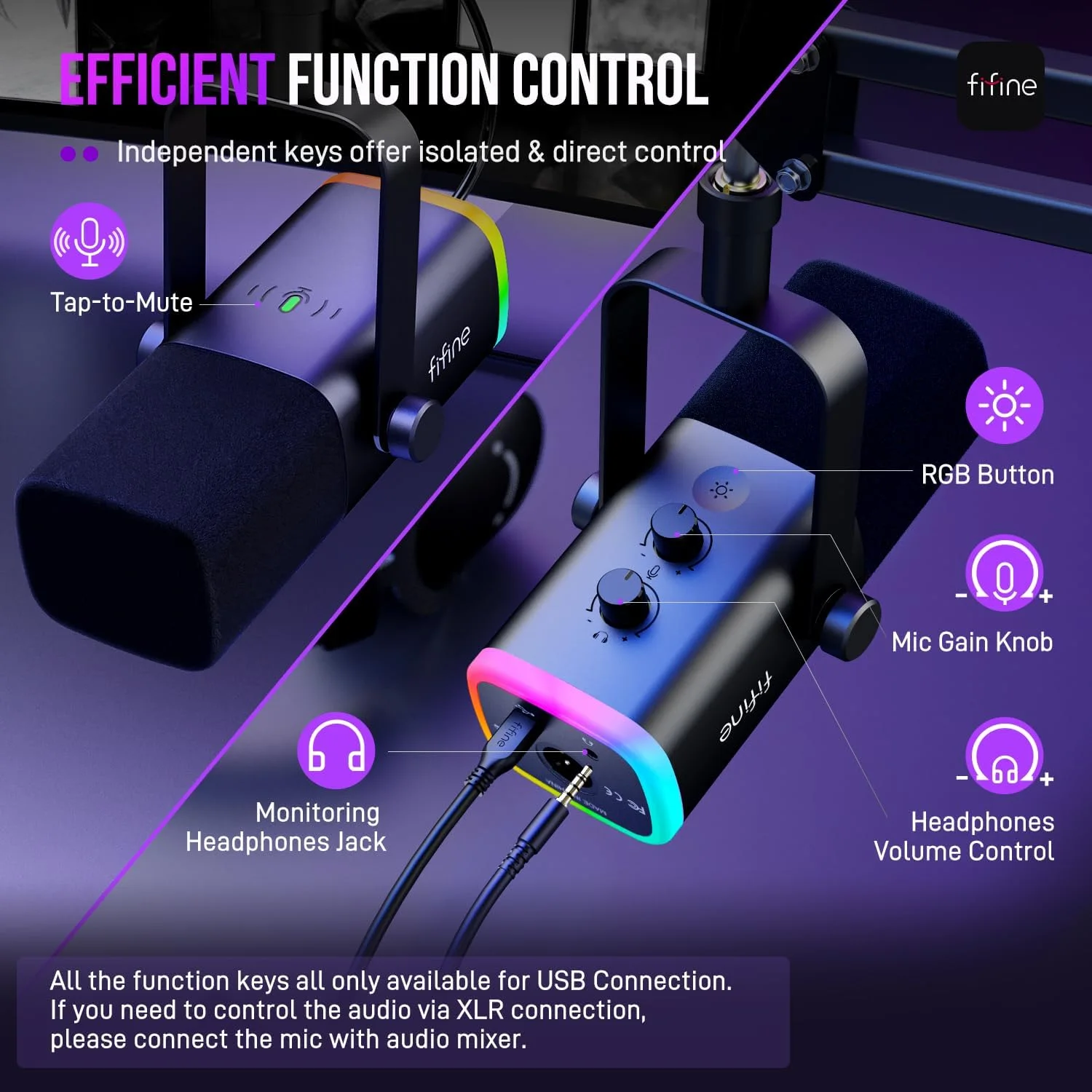 FIFINE AM8T conjunto de microfone para jogos XLRUSBpara PC Podcasting — foto 8