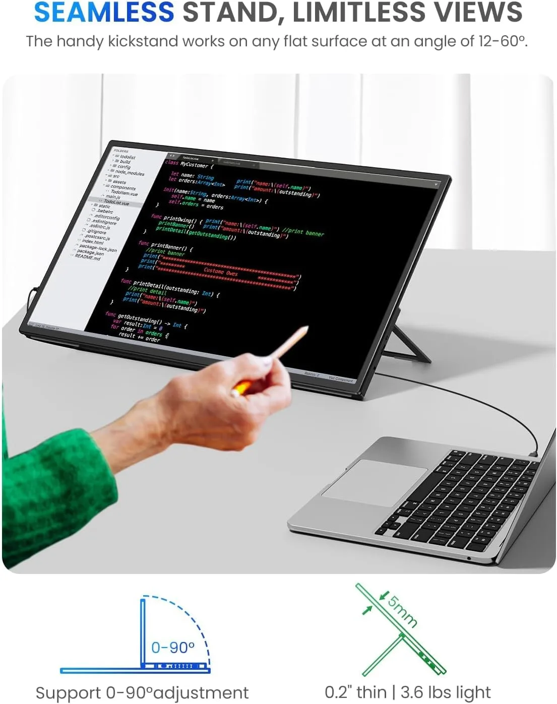 UPERFECT Monitor Portátil 21,5 120Hz com Suporte e VESA, Tela Externa FHD para Jogos, HDMI  USB-C, Compatível com LaptopSteam -DeckMac-BookTelefone — foto 6