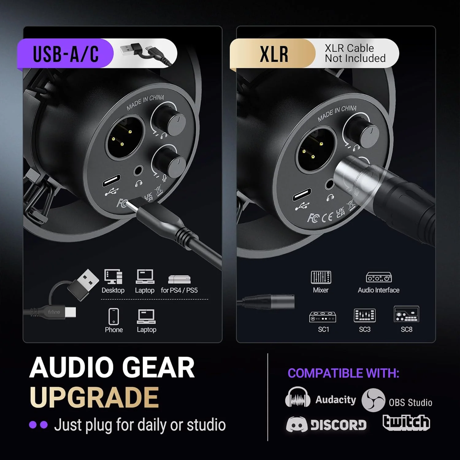 FIFINE K688 Microfone dinâmico para Streaming vocal,XLRUSB Mic para PC — foto 6
