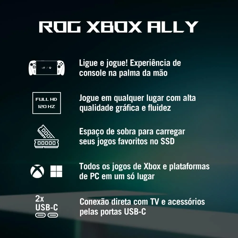 ROG Xbox Ally Console Portátil Tela 7 Touchscreen 120Hz, AMD Ryzen Z2A 2 GHz, 16 GB RAM, 512 GB SSD, Windows 11 Home - White - RC73YA-NH003W — foto 2