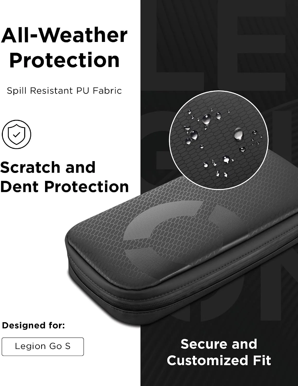 Lenovo Estojo de transporte para console de jogos Legion Go S, bolsa protetora de armazenamento, tecido PU resistente a derramamentos, armazenamento seguro para controladores, console, dock e — foto 3