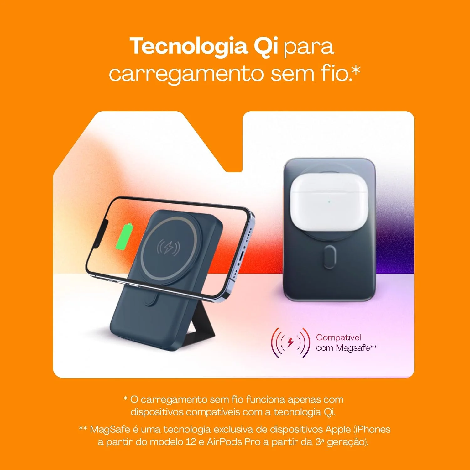 Geonav Power Bank, Carregador Portátil Universal por Indução 10.000mAh, Carregamento rápido, Suporte Dobrável, Compatível com MagSafe, PB10MAGSG, Cinza — foto 4
