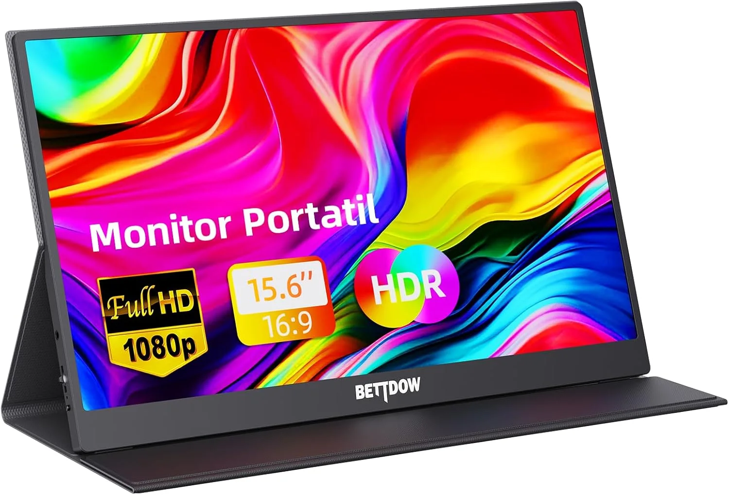 Bettdow Monitor Portatil 15,6, FHD 1080P Monitor Portátil Conectado Com USB C DuplaHDMI, IPS Extensor De Tela para Notebook com VESA e Funda Inteligente magnético, Plug and Play — foto 1