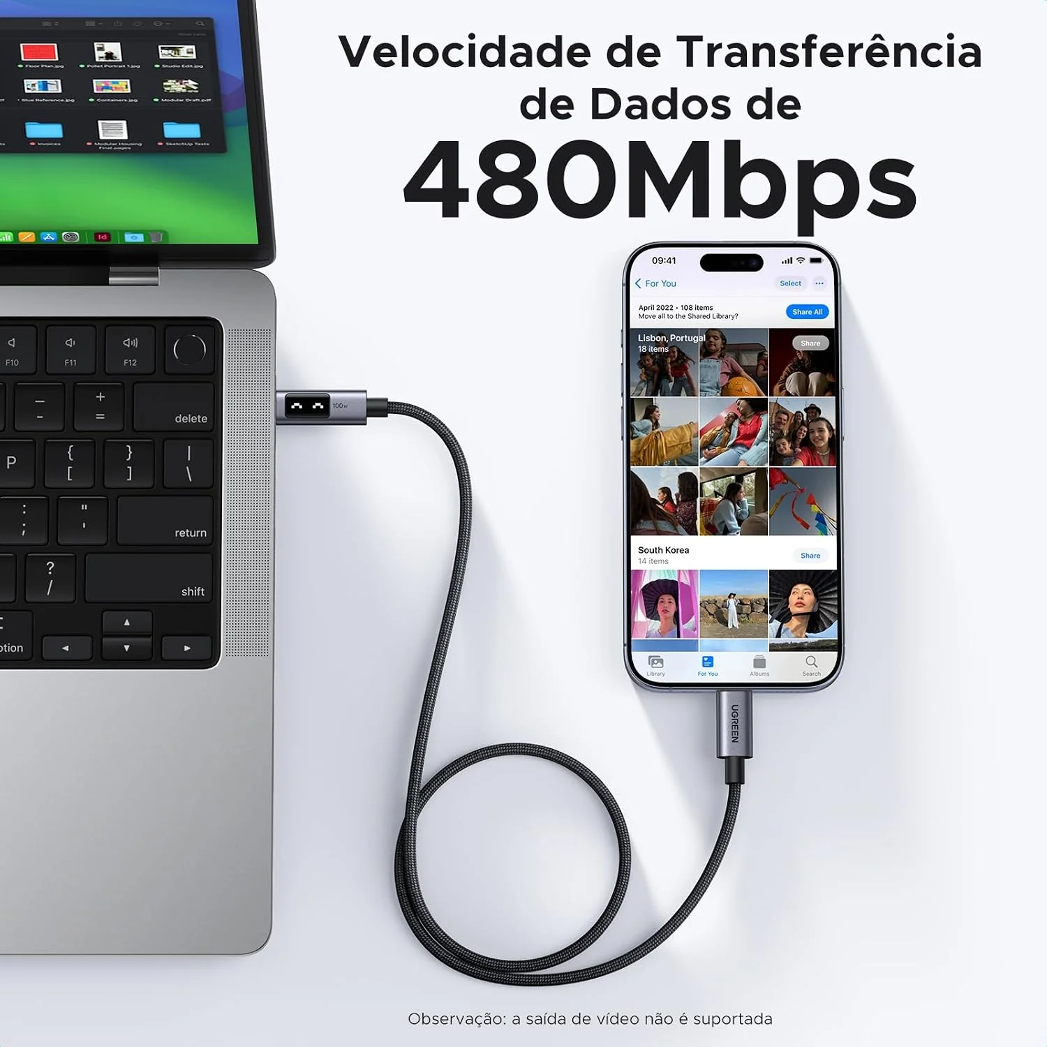 UGREEN Uno Cabo USB-C para USB-C Turbo 100W 2M com Tela — foto 5