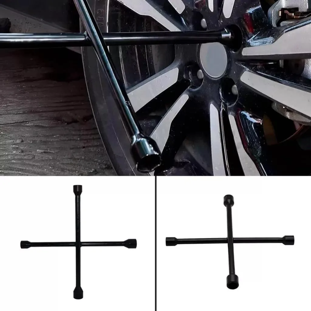 Chave de Roda Cruz Universal Automotiva 17 x 19 x 21 x 23 mm, 4 Bocas em Aço Carbono Reforçado, 14 Polegadas, Chave Cruzada para Carro, Troca de Pneus, Porcas e Rodas Automotivas Formato Estrela — foto 7