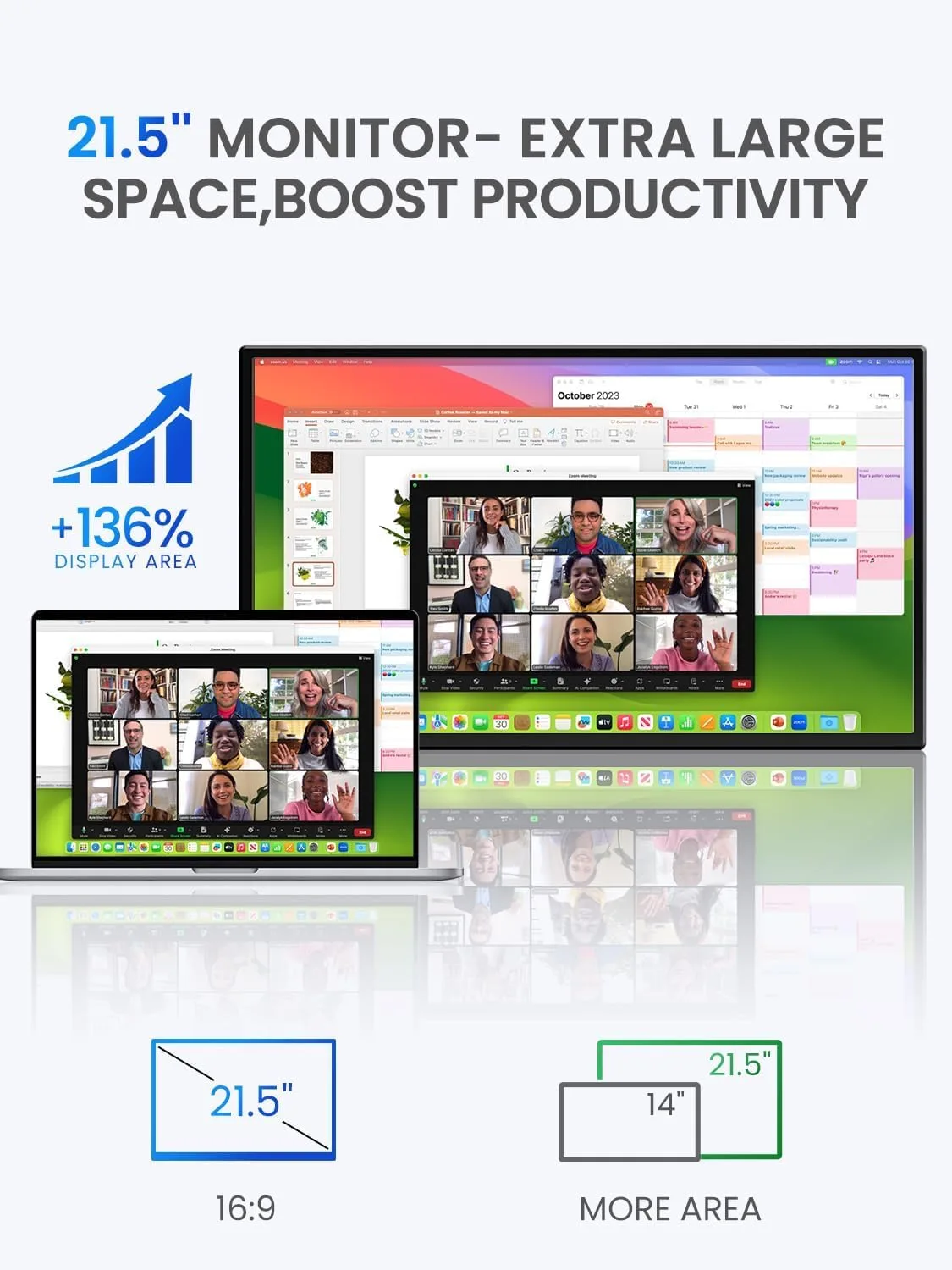 UPERFECT Monitor Portátil 21,5 120Hz com Suporte e VESA, Tela Externa FHD para Jogos, HDMI  USB-C, Compatível com LaptopSteam -DeckMac-BookTelefone — foto 3