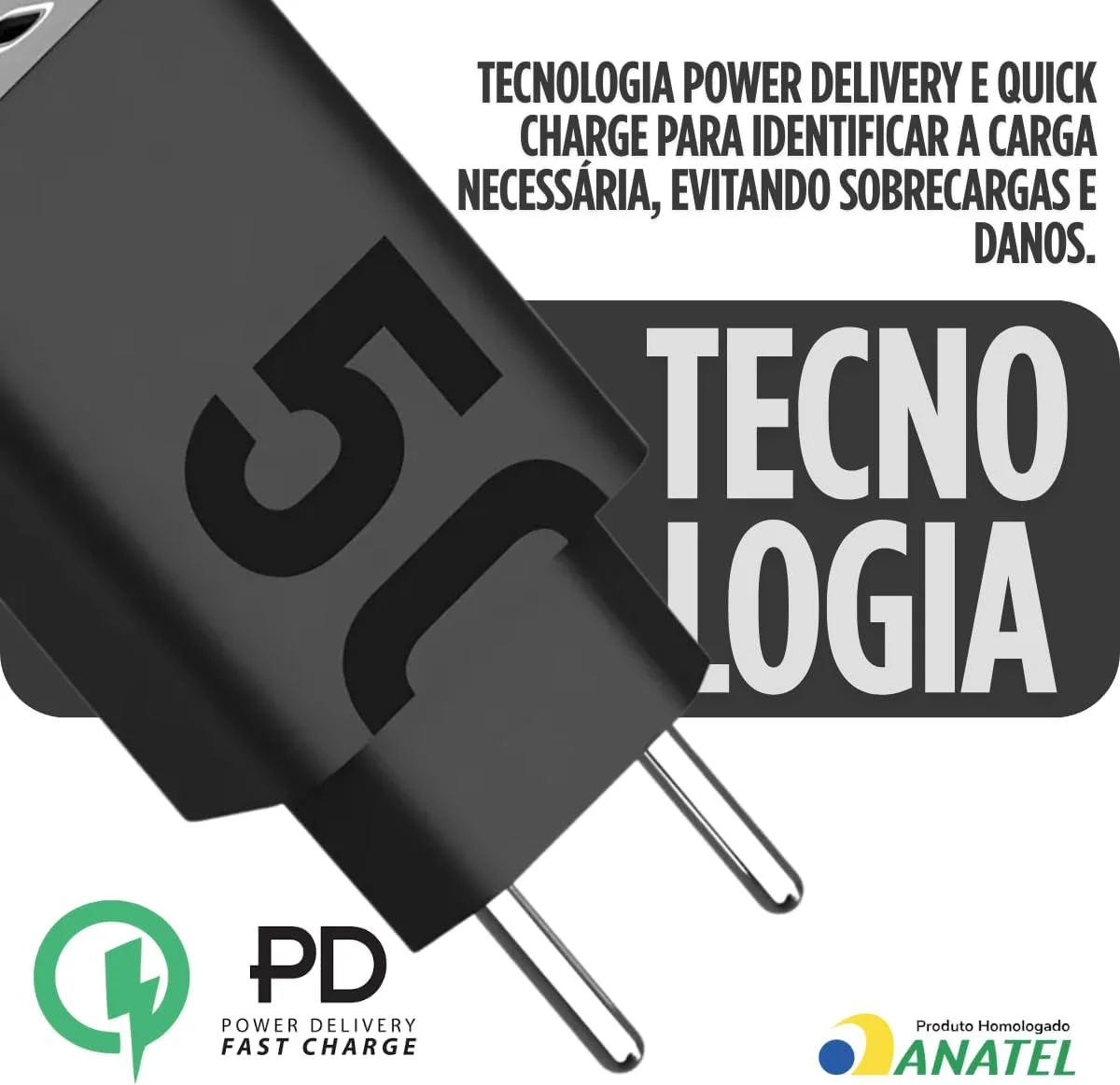Carregador Super Turbo 50W Ultra Rápido Tipo C Com Carregamento Rápido Power Delivery  Cabo Tipo C Compatível Com Todos Aparelhos type C Premium (USB tipo C) — foto 3