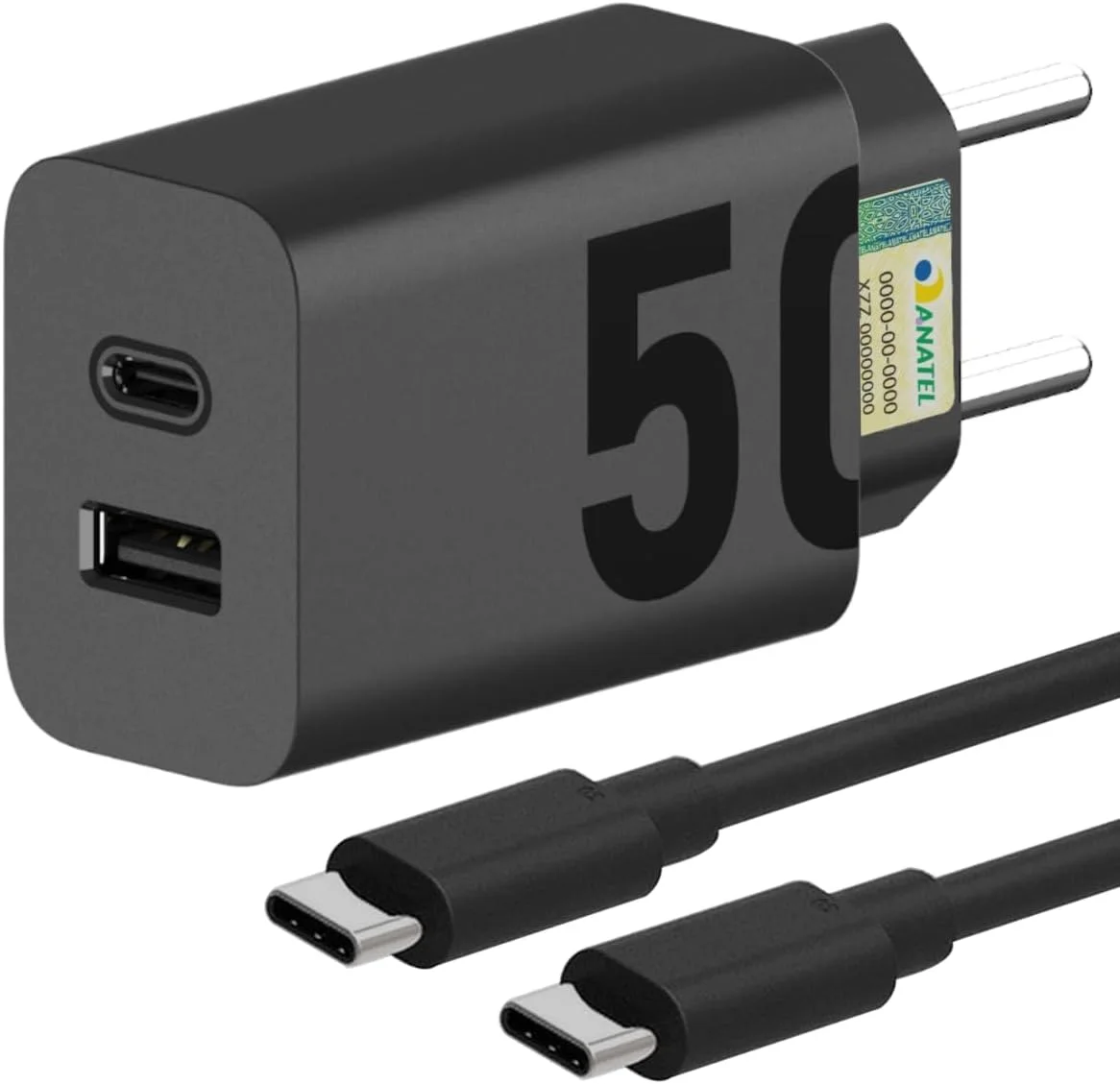 Carregador Super Turbo 50W Ultra Rápido Tipo C Com Carregamento Rápido Power Delivery  Cabo Tipo C Compatível Com Todos Aparelhos type C Premium (USB tipo C) — foto 1
