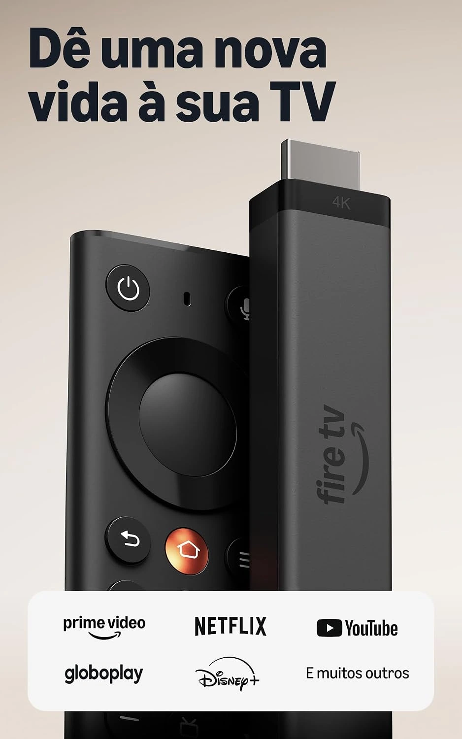 Amazon Fire TV Stick 4K (modelo mais recente), streaming em 4K simplificado, novo controle remoto Fire TV, todos os seus aplicativos em um só lugar, encontre séries e filmes rapidamente com Alexa