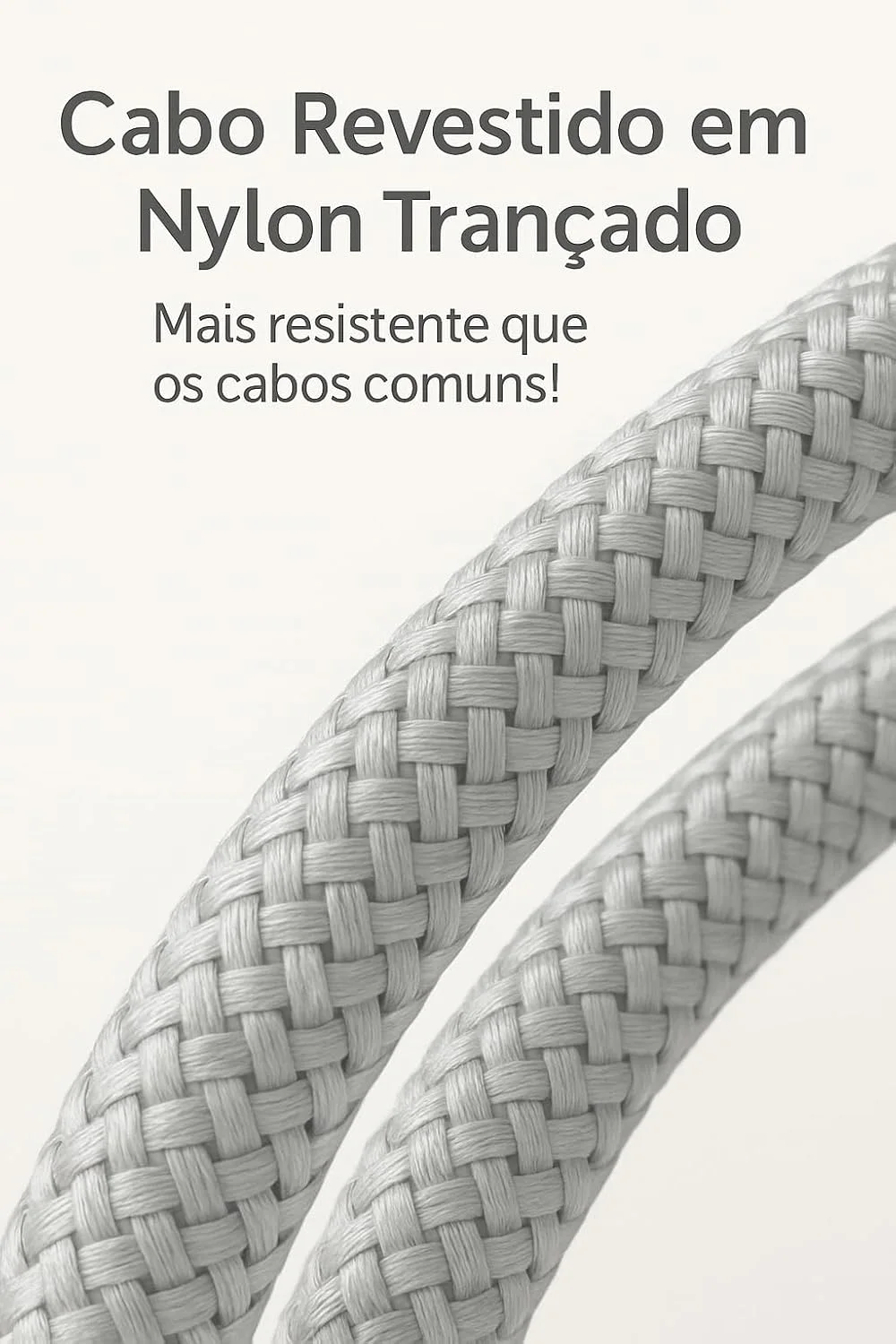 Cabo Carregador Turbo USB-C 1 Metro Trançado De Nylon Branco Compativel Com Iphone 14,13,12,11,X e XR — foto 4