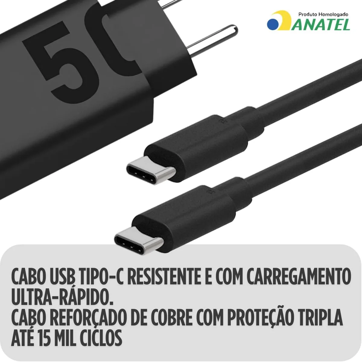 Carregador Super Turbo 50W Ultra Rápido Tipo C Com Carregamento Rápido Power Delivery  Cabo Tipo C Compatível Com Todos Aparelhos type C Premium (USB tipo C) — foto 5