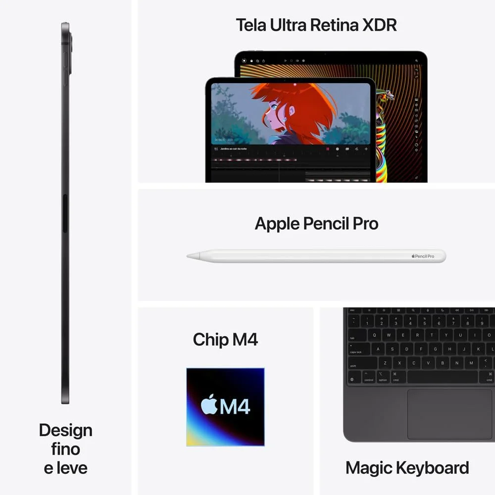 Apple 2024 iPad Pro de 13 polegadas (Wi-Fi, de 256 GB, Vidro convencional) - Preto-espacial (M4) — foto 5