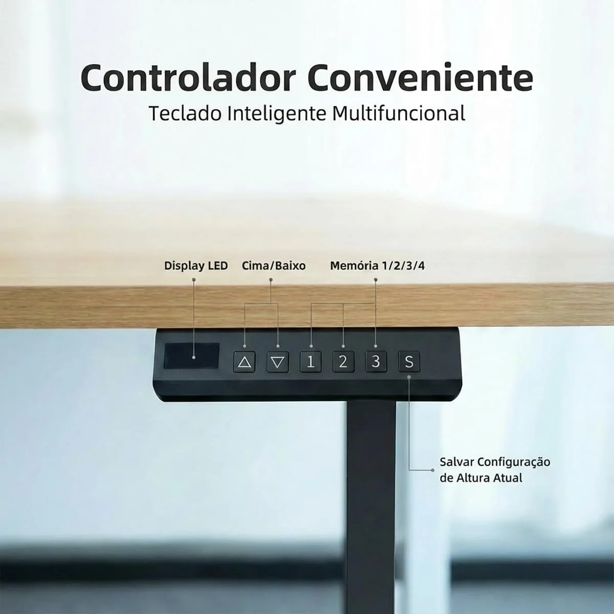 Estrutura de Mesa Elétrica Ajustável para Trabalho em Pé e Sentado – 3 Configurações de Memória, Altura de 72cm a 120cm, Base Ergonômica e Design Silencioso para 110v e 220v (preto) — foto 5
