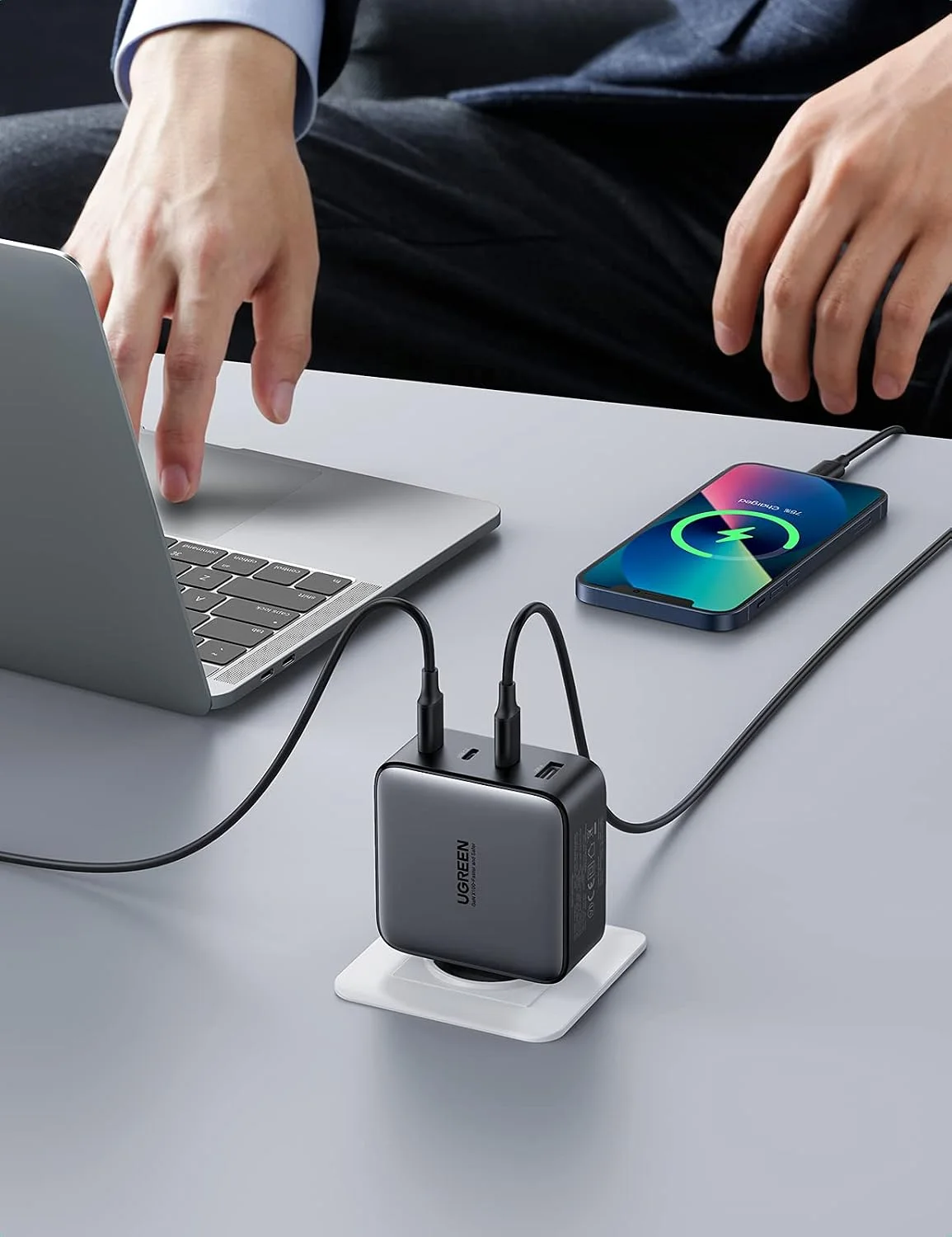 Ugreen USB-A3USB-C 100W GaN Tech Fast Charger EU Black CD226 — foto 7