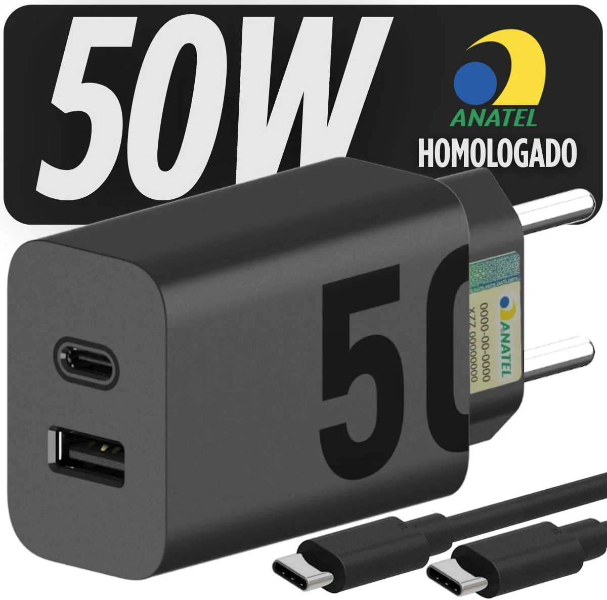 Carregador Super Turbo 50W Ultra Rápido Tipo C Com Carregamento Rápido Power Delivery  Cabo Tipo C Compatível Com Todos Aparelhos type C Premium (USB tipo C) — foto 6