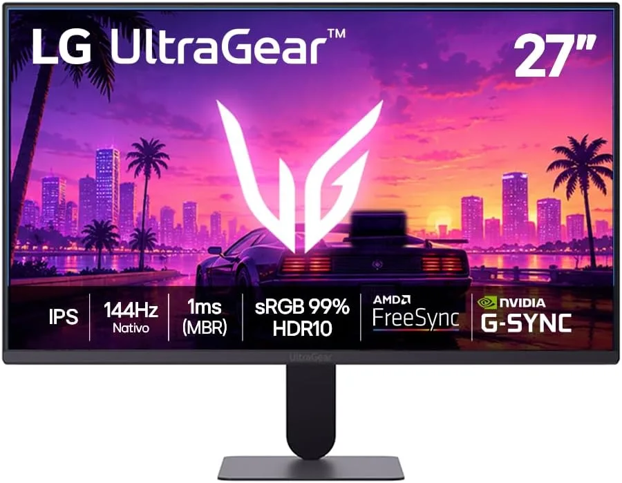 LG UltraGear Monitor Gamer 27 IPS, 144Hz Nativo, 1ms (MBR), Full HD (1920x1080), HDR10, NVIDIA G-SYNC, AMD FreeSync, Preto - 27G411B — foto 1