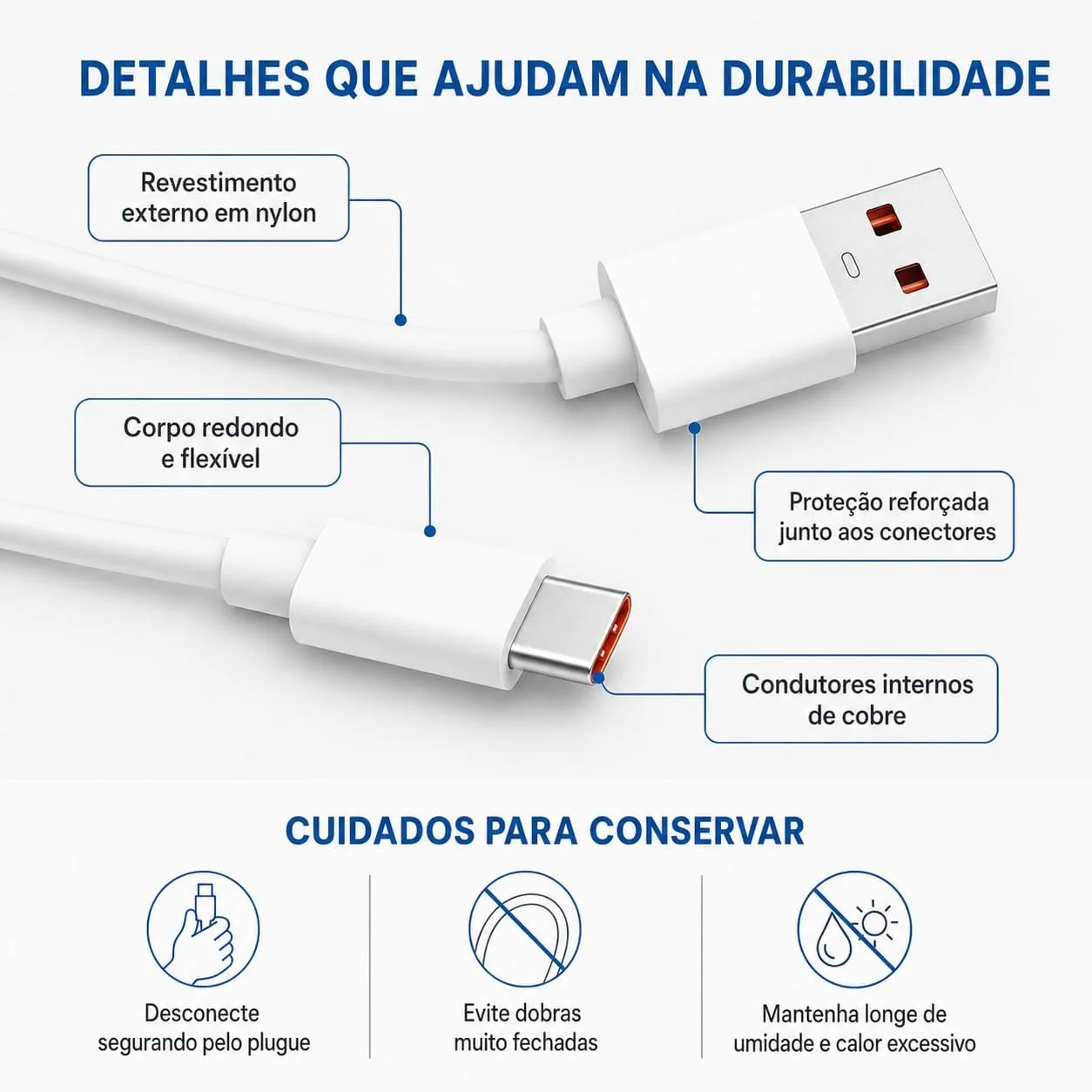 Cabo Tipo C USB C 3.0 e 6A - Reforçado para Carregamento Turbo Rápido com Transferência de Dados Estável E Original Compatível com Controle Vários Dispositivos Leve Flexível Resistente 1M — foto 5