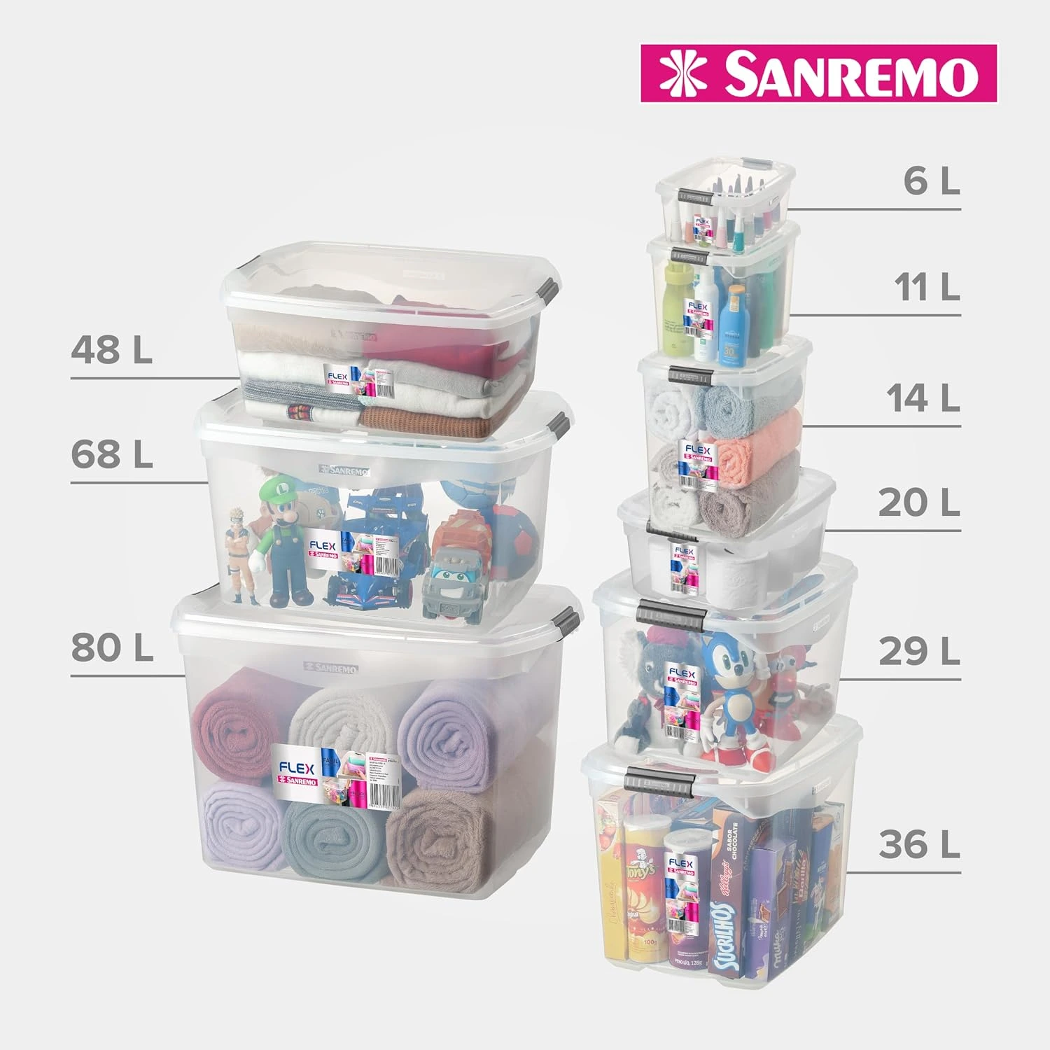 Caixa Organizadora Plástica de 6 A 80 Litros, Linha Flex Sanremo — foto 5