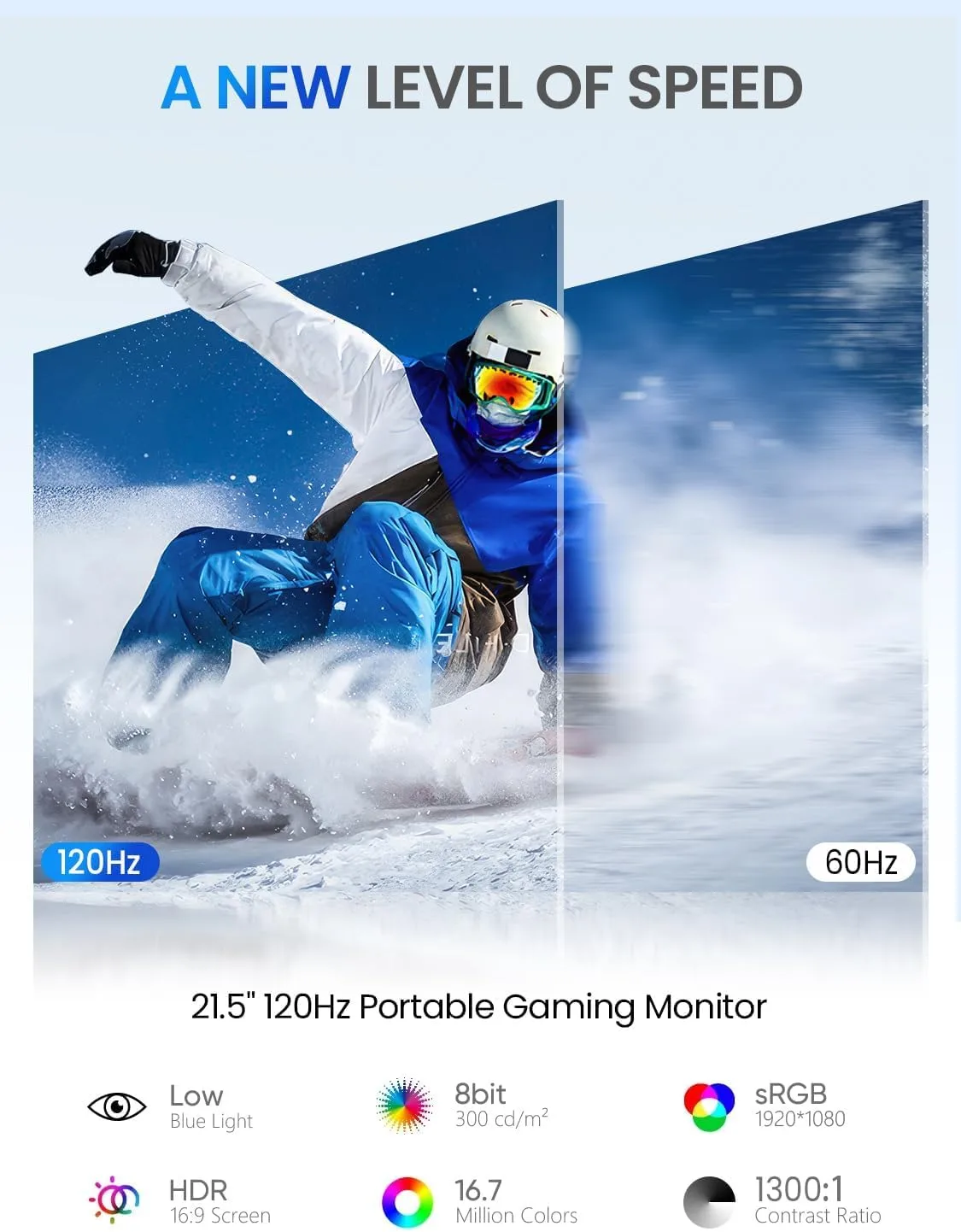 UPERFECT Monitor Portátil 21,5 120Hz com Suporte e VESA, Tela Externa FHD para Jogos, HDMI  USB-C, Compatível com LaptopSteam -DeckMac-BookTelefone — foto 2