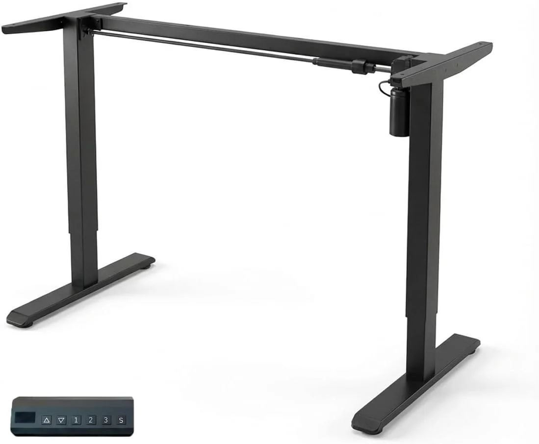 Estrutura de Mesa Elétrica Ajustável para Trabalho em Pé e Sentado – 3 Configurações de Memória, Altura de 72cm a 120cm, Base Ergonômica e Design Silencioso para 110v e 220v (preto) — foto 1