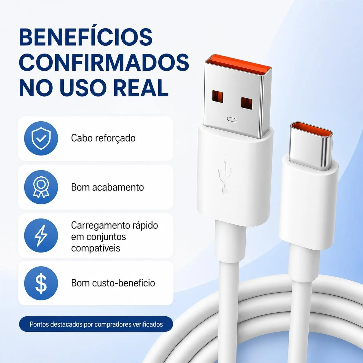 Cabo Tipo C USB C 3.0 e 6A - Reforçado para Carregamento Turbo Rápido com Transferência de Dados Estável E Original Compatível com Controle Vários Dispositivos Leve Flexível Resistente 1M — foto 2