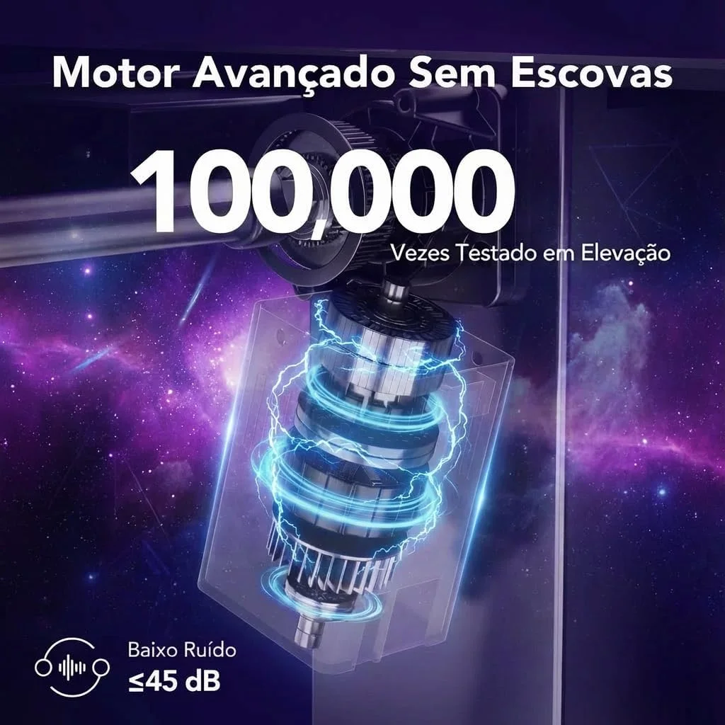 Estrutura de Mesa Elétrica Ajustável para Trabalho em Pé e Sentado – 3 Configurações de Memória, Altura de 72cm a 120cm, Base Ergonômica e Design Silencioso para 110v e 220v (preto) — foto 8