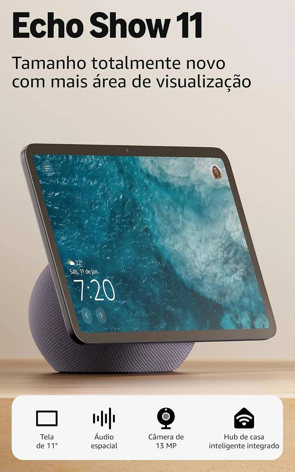 Amazon Echo Show 11 - Smart display Full HD de 11 redesenhado com mais área de visualização, áudio espacial e Alexa, Cor Grafite, com Acesso Antecipado à Alexa — foto 1
