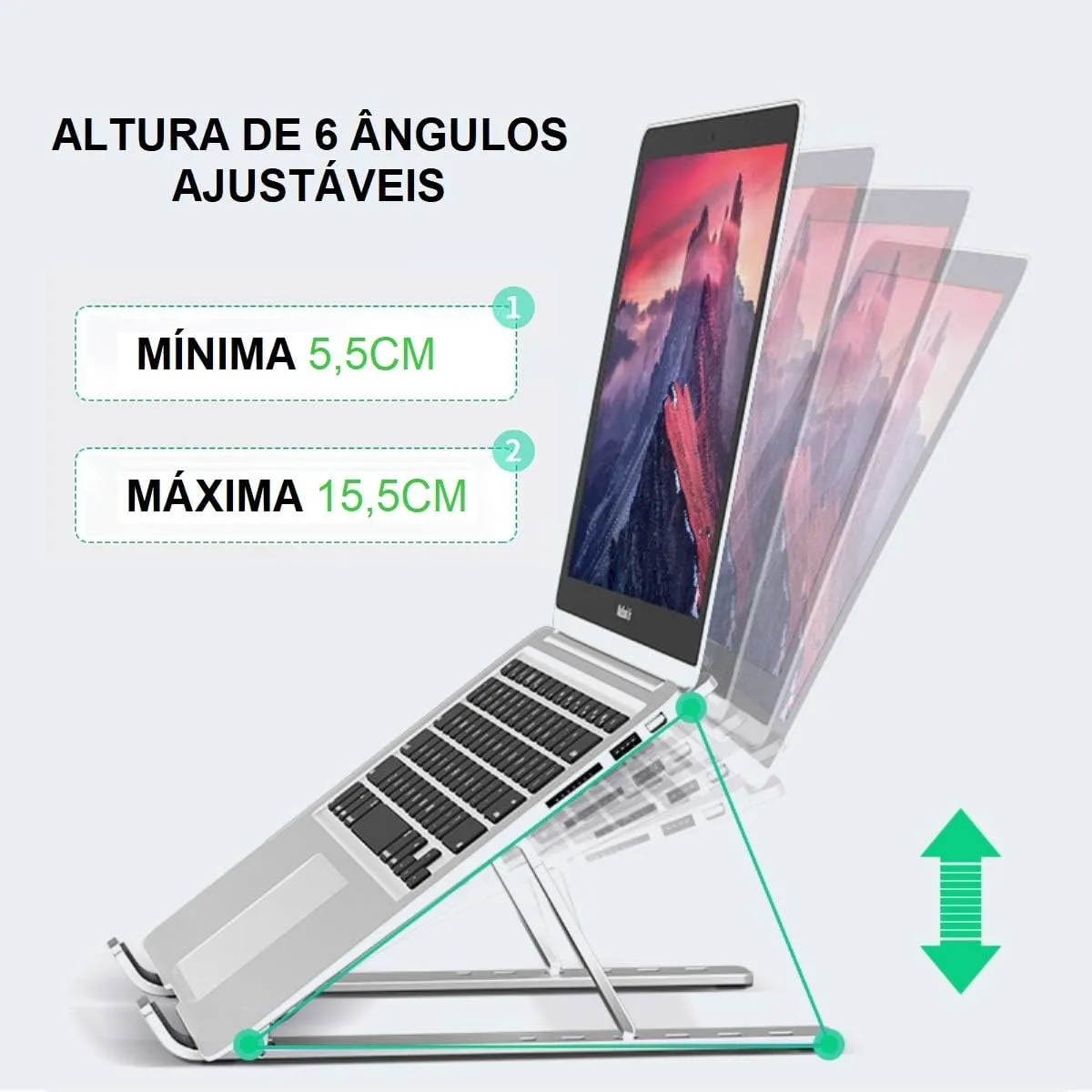Suporte Para Notebook E MacBook em Alumínio com Altura Ajustável — foto 3