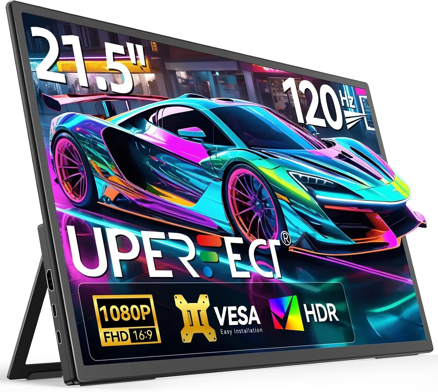 UPERFECT Monitor Portátil 21,5 120Hz com Suporte e VESA, Tela Externa FHD para Jogos, HDMI  USB-C, Compatível com LaptopSteam -DeckMac-BookTelefone — foto 1