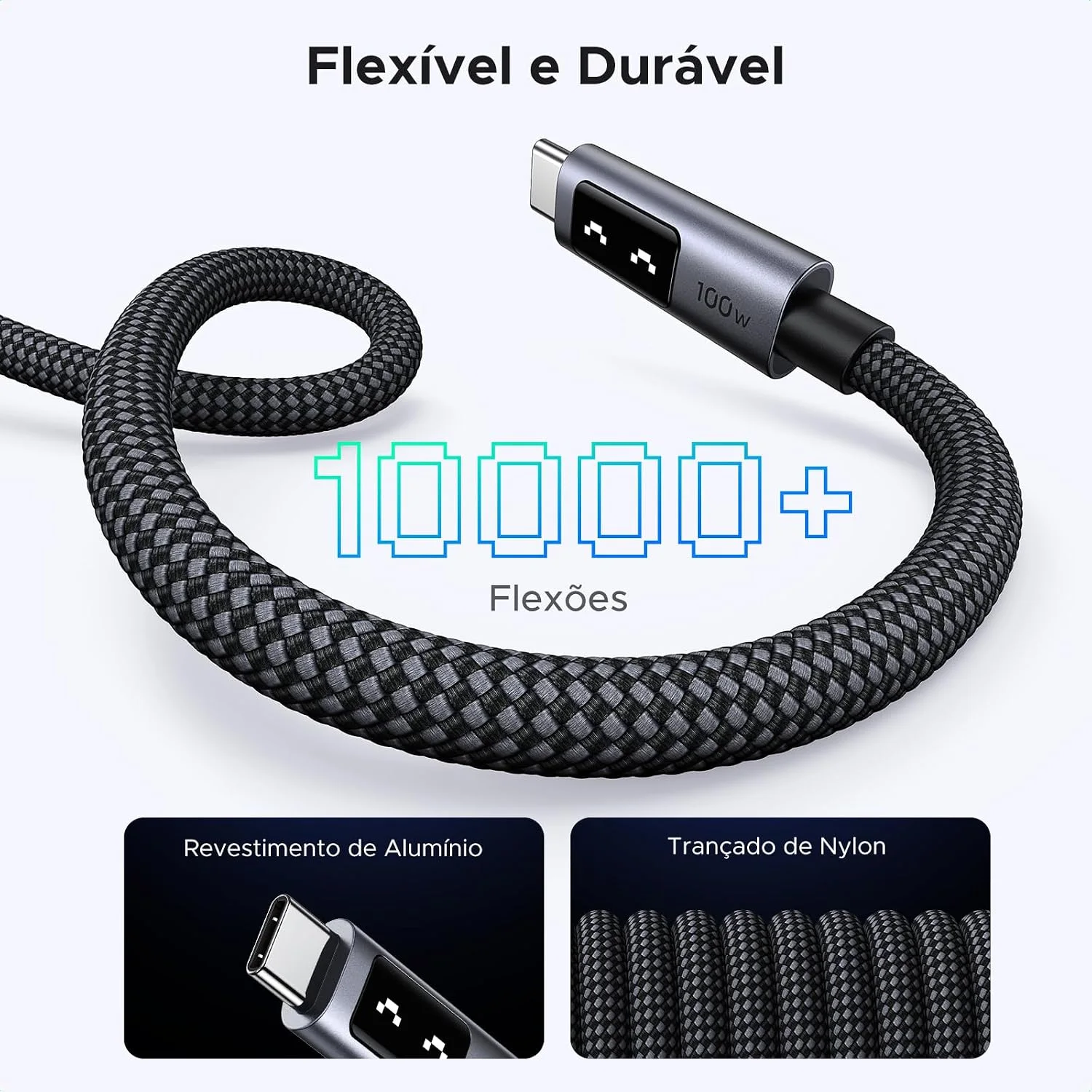UGREEN Uno Cabo USB-C para USB-C Turbo 100W 2M com Tela — foto 7