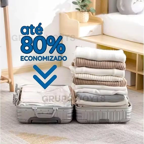 Kit com 10 Sacos a Vácuo 50x60cm  Bomba Manual – Organização de Roupas, Viagens e Mudança  Proteção Contra Mofo, Umidade e Poeira — foto 5