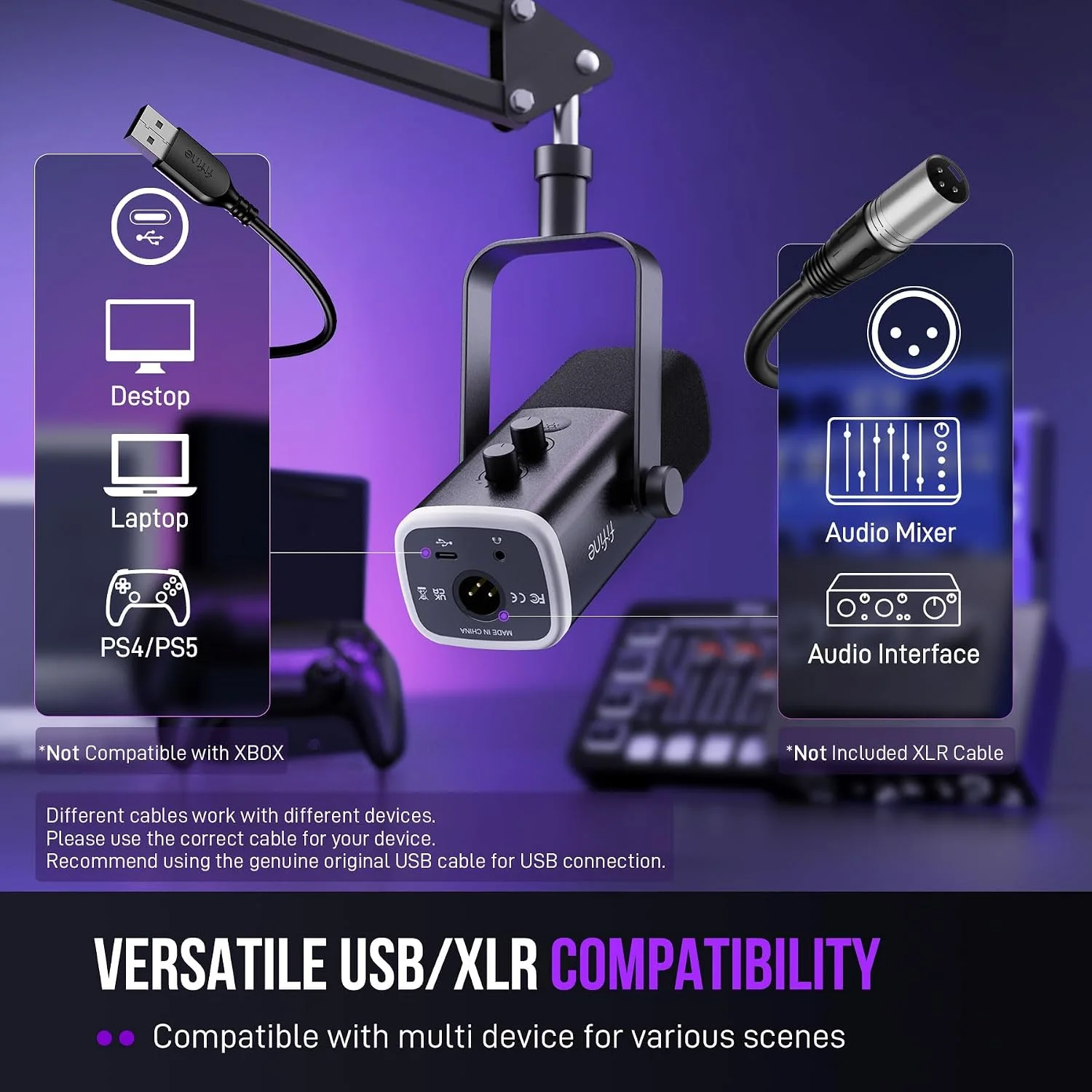 FIFINE AM8T conjunto de microfone para jogos XLRUSBpara PC Podcasting — foto 7