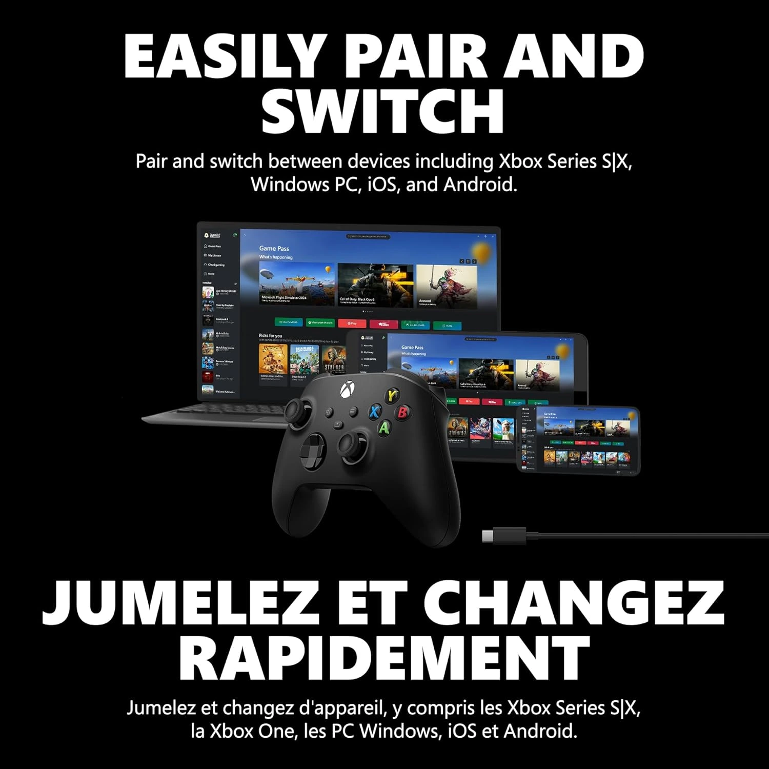 Controle Sem Fio Xbox com cabo Usb-C- Preto — foto 6