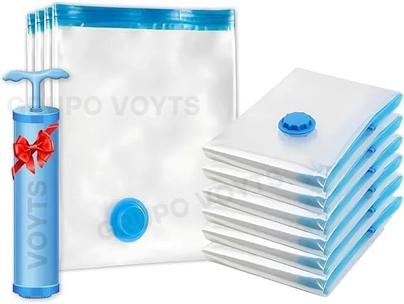 Kit com 10 Sacos a Vácuo 50x60cm  Bomba Manual – Organização de Roupas, Viagens e Mudança  Proteção Contra Mofo, Umidade e Poeira — foto 1