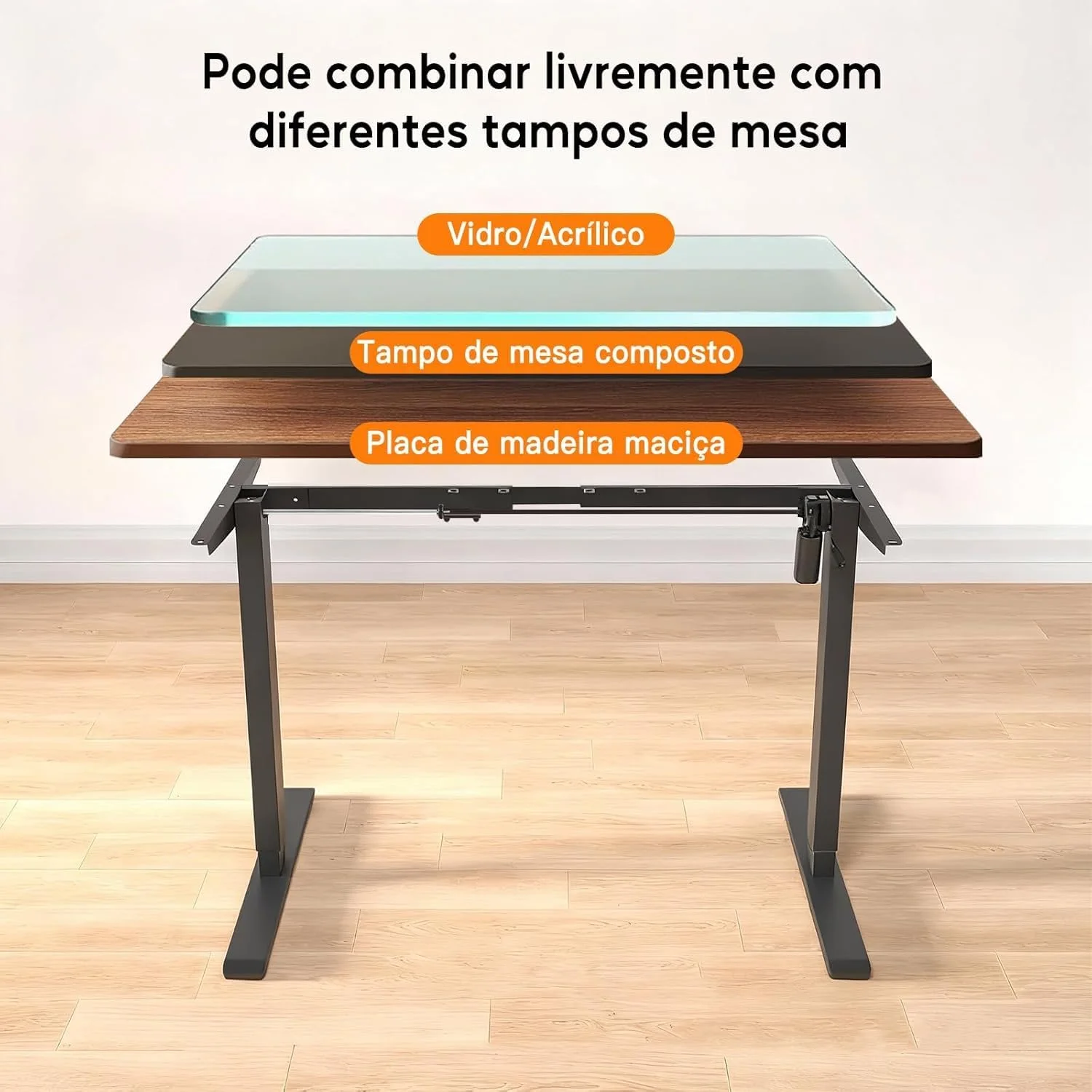 Estrutura de Mesa Elétrica Ajustável para Trabalho em Pé e Sentado – 3 Configurações de Memória, Altura de 72cm a 120cm, Base Ergonômica e Design Silencioso para 110v e 220v (preto) — foto 4