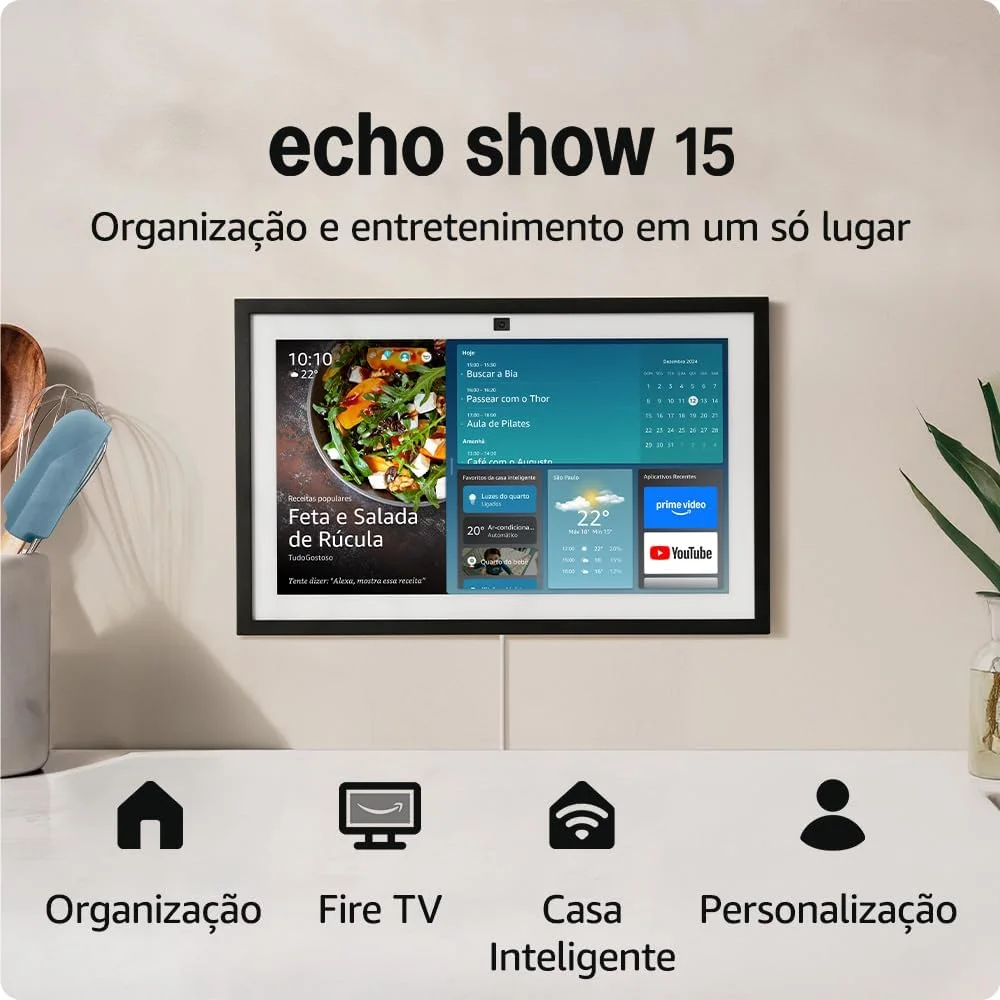 Echo Show 15 (Geração mais recente)  Smart display Full HD de 15,6 com Alexa, experiência Fire TV e controle remoto por voz, com Acesso Antecipado à Alexa — foto 1