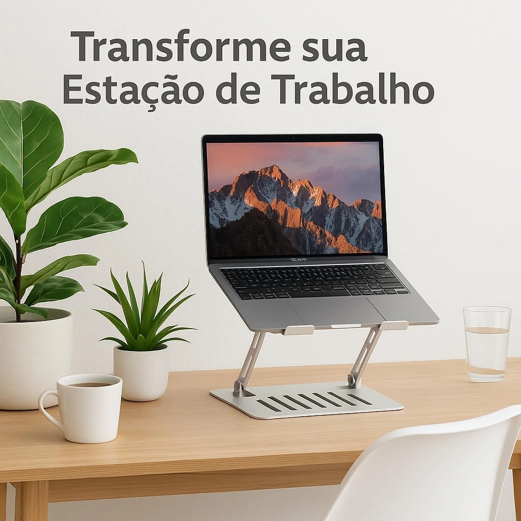 Suporte para Notebook em Aço Carbono Apoio Ajustável Apoiador Dobrável E Ergonômico Ventilado para Mac Notebook MacBook ProAir Lenovo Dell e Mais (10-17 Laptop) até 17.3 (10KG) Home Office e Estudos — foto 7