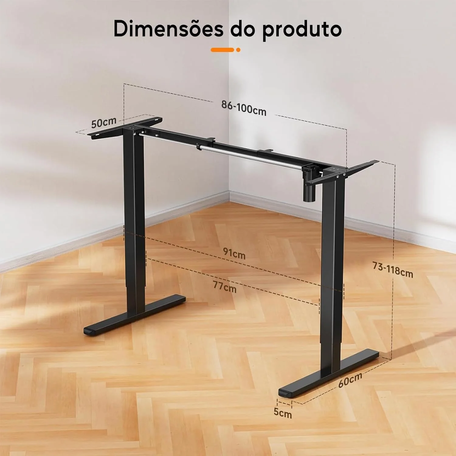 Estrutura de Mesa Elétrica Ajustável para Trabalho em Pé e Sentado – 3 Configurações de Memória, Altura de 72cm a 120cm, Base Ergonômica e Design Silencioso para 110v e 220v (preto) — foto 3